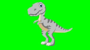 Cartoon dinosaurus - t-rex tyrannosaurus rex - Animation 1 of 9 standing idle - Color 10 of 12 White video