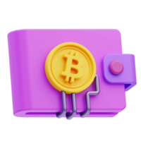 Brieftasche Bitcoin Kryptowährung 3d Illustration png