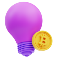 lampadina idea criptovaluta 3d illustrazione png