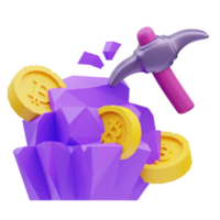 Mining bitcoin Cryptocurrency 3D Illustration png