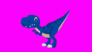 desenho animado dinossauro - t-rex tiranossauro rex - animação 4 do 9 curioso - cor 2 do 12 Sombrio azul video
