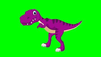 cartone animato dinosaurus - t-rex tirannosauro rex - animazione 3 di 9 in esecuzione - colore 7 di 12 viola video