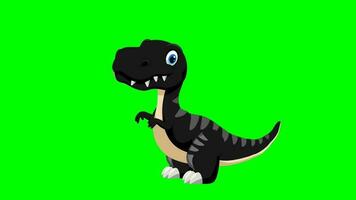 Cartoon dinosaurus - t-rex tyrannosaurus rex - Animation 9 of 9 crouching Loop - Color 12 of 12 Black video