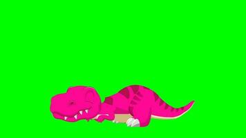 tekenfilm dinosaurus - t-rex tyrannosaurus rex - animatie 7 van 9 slaap lus - kleur 5 van 12 roze video