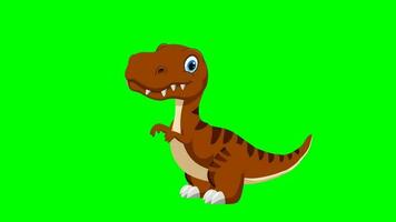 desenho animado dinossauro - t-rex tiranossauro rex - animação 9 do 9 agachado ciclo - cor 9 do 12 Castanho video