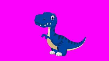 desenho animado dinossauro - t-rex tiranossauro rex - animação 9 do 9 agachado ciclo - cor 2 do 12 Sombrio azul video