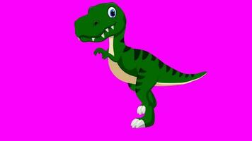 dessin animé dinosaure - t-rex tyrannosaure Rex - animation 2 de 9 wlaking - Couleur 4 de 12 foncé vert video