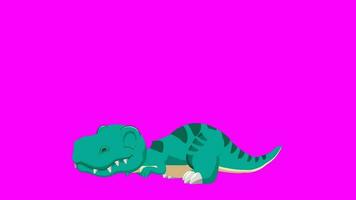 tecknad serie dinosaurus - t Rex tyrannosaurus rex - animering 7 av 9 sömn slinga - Färg 1 av 12 ljus blå video