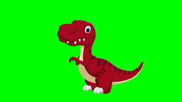 tecknad serie dinosaurus - t Rex tyrannosaurus rex - animering 9 av 9 hukande slinga - Färg 6 av 12 röd