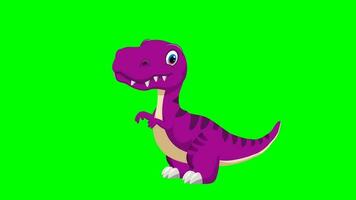 dessin animé dinosaure - t-rex tyrannosaure Rex - animation 9 de 9 accroupi boucle - Couleur sept de 12 violet video