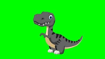 tekenfilm dinosaurus - t-rex tyrannosaurus rex - animatie 9 van 9 gehurkt lus - kleur 11 van 12 grijs video