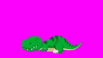 dessin animé dinosaure - t-rex tyrannosaure Rex - animation sept de 9 sommeil boucle - Couleur 3 de 12 lumière vert video