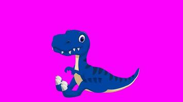 tekenfilm dinosaurus - t-rex tyrannosaurus rex - animatie 8 van 9 zittend lus - kleur 2 van 12 donker blauw