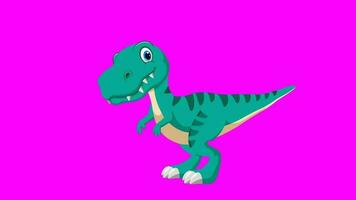 cartone animato dinosaurus - t-rex tirannosauro rex - animazione 5 di 9 danza - colore 1 di 12 leggero blu