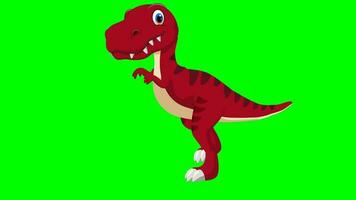 dessin animé dinosaure - t-rex tyrannosaure Rex - animation 2 de 9 wlaking - Couleur 6 de 12 rouge