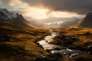 Cinematic landscape of beautiful nature and castle photo