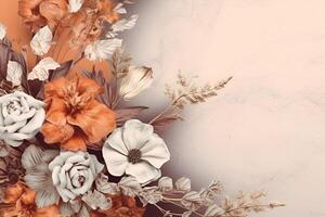 vintage tender flowers in different colors with free space on the left photo