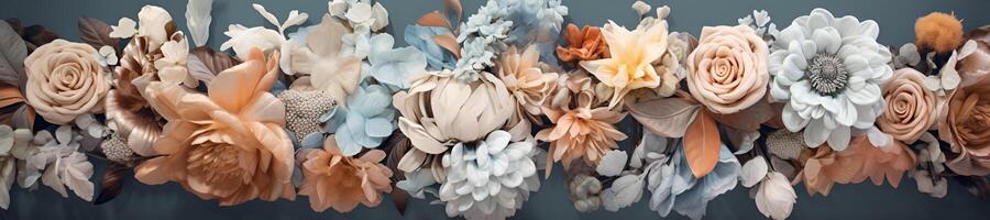 vintage tender flowers in different colors with free space on the left photo