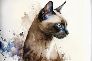 painting of a siamese cat with blue eyes. . photo