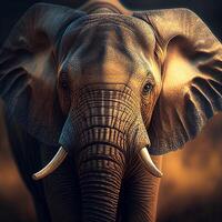 close up of an elephant with tusks. . photo