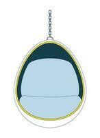 Hanging egg chair flat line color isolated vector object. Hammock seat. Cozy swing chair. Editable clip art image on white background. Simple outline cartoon spot illustration for web design