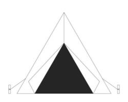 Camping tent flat monochrome isolated vector object. Campground, campsite. Outdoor recreation. Editable black and white line art drawing. Simple outline spot illustration for web graphic design