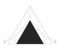 Camping tent flat monochrome isolated vector object. Campground, campsite. Outdoor recreation. Editable black and white line art drawing. Simple outline spot illustration for web graphic design