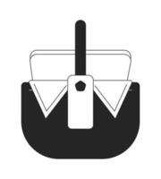 Picnic basket flat monochrome isolated vector object. Container for food. Lunch storage. Summertime. Editable black and white line art drawing. Simple outline spot illustration for web graphic design