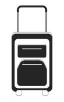 Baggage with handle flat monochrome isolated vector object. Luggage with wheels for travelling. Editable black and white line art drawing. Simple outline spot illustration for web graphic design