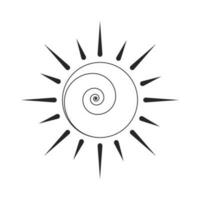 Creative abstract sun flat monochrome isolated vector object. Sunshine weather. Sun rays. Editable black and white line art drawing. Simple outline spot illustration for web graphic design