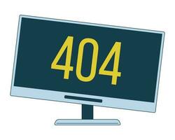 404 error computer monitor flat line color isolated vector object. Failure technology. Editable clip art image on white background. Simple outline cartoon spot illustration for web design