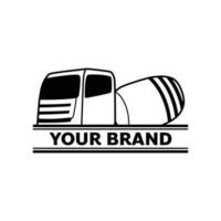 Concrete mixer truck construction vehicle for logo and icon vector