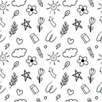 Monochrome abstract doodle hand drawn seamless pattern bg vector