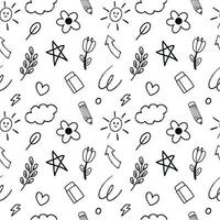 Monochrome abstract doodle hand drawn seamless pattern bg vector