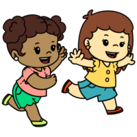 dibujos animados muchachas jugando corriendo contento png