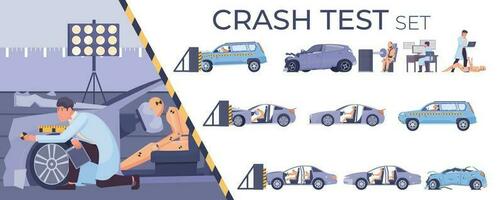 Crash Test Flat Set vector