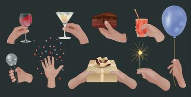 Hands At Party Set vector