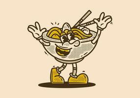 Ramen mascot character with happy expression vector