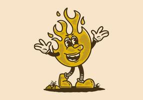 Mascot character illustration of a fire with happy expression vector