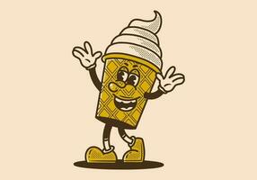 Ice cream mascot character illustration with happy expression vector