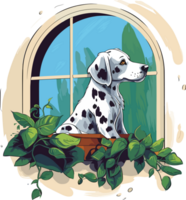 Graphic of a dalmatian dog, Tshirt design, png