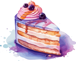 aquarelle gâteau , illustration, mignonne conception, ai génératif png