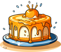 cartone animato torta , illustrazione, carino disegno, ai generativo png