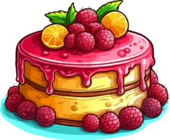 cartone animato torta , illustrazione, carino disegno, ai generativo png