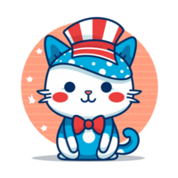 4th of July, Independence Day, Cartoon, Cat, png