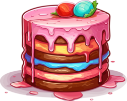 cartone animato torta , illustrazione, carino disegno, ai generativo png