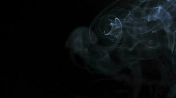 Abstract smoke rises up in beautiful swirls on black background. video