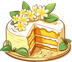 cartone animato torta , illustrazione, carino disegno, ai generativo png