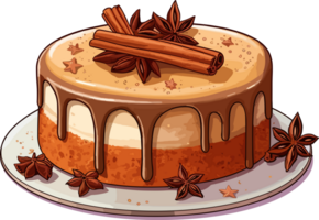 cartone animato torta , illustrazione, carino disegno, maglietta, ai generativo png