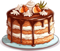 cartone animato torta , illustrazione, carino disegno, maglietta, ai generativo png